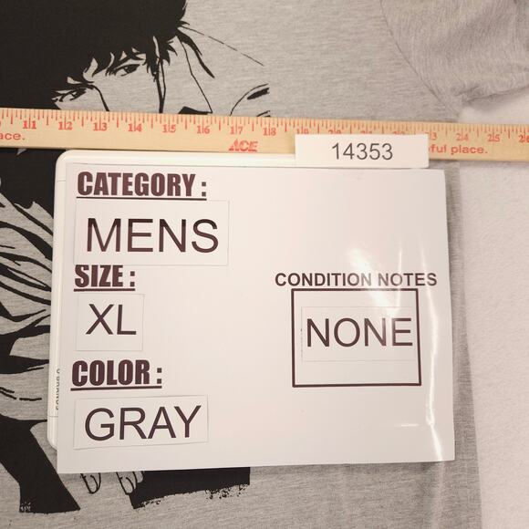 Cowboy Bebop Anime Graphic Crew Neck Short Sleeve T-Shirt Mens Size XL Gray - Picture 7 of 9